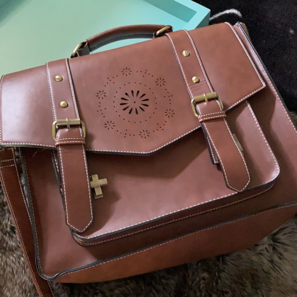 Brown stylish laptop bag for work